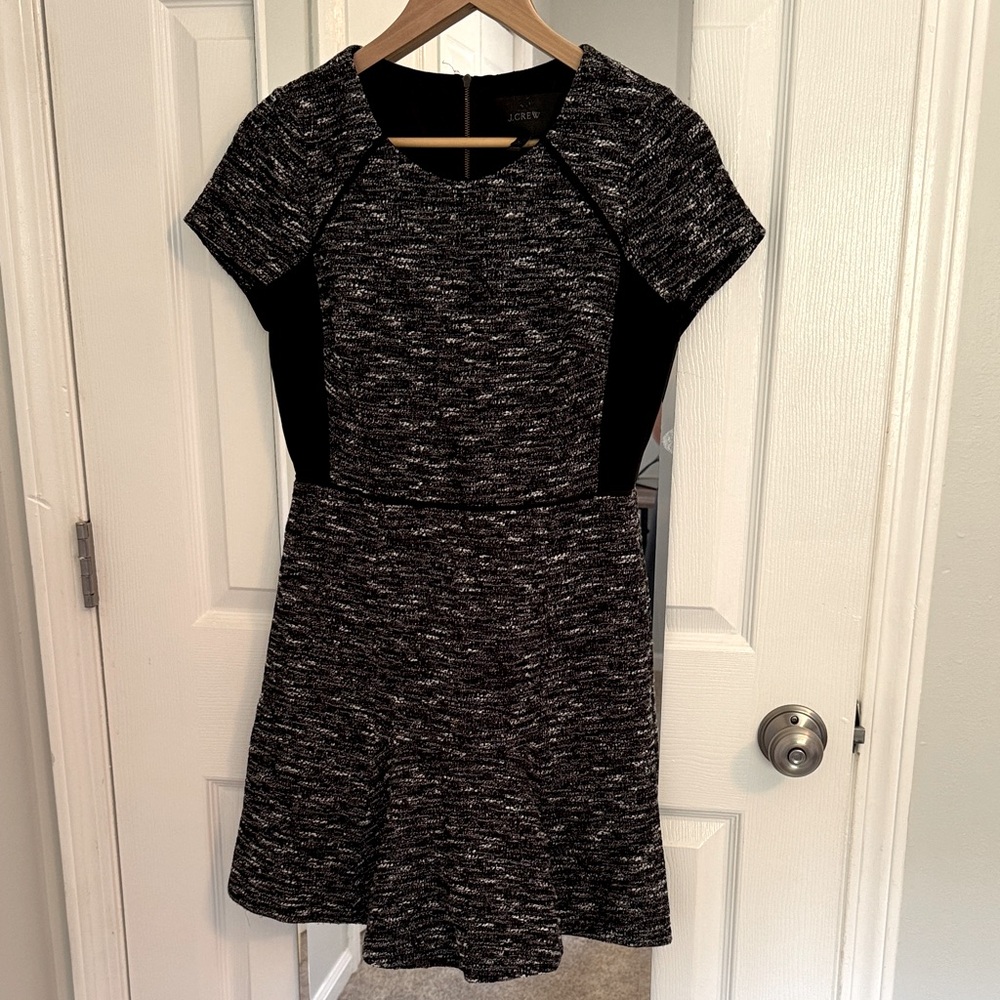 J. Crew Textured Black and Gray Mini Dress
